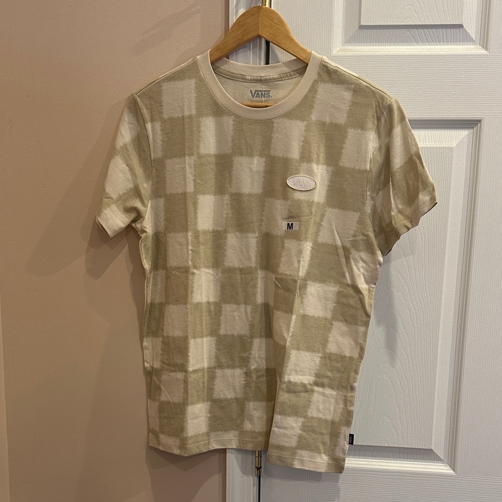 Vans Plaid T-Shirt in Tan and White